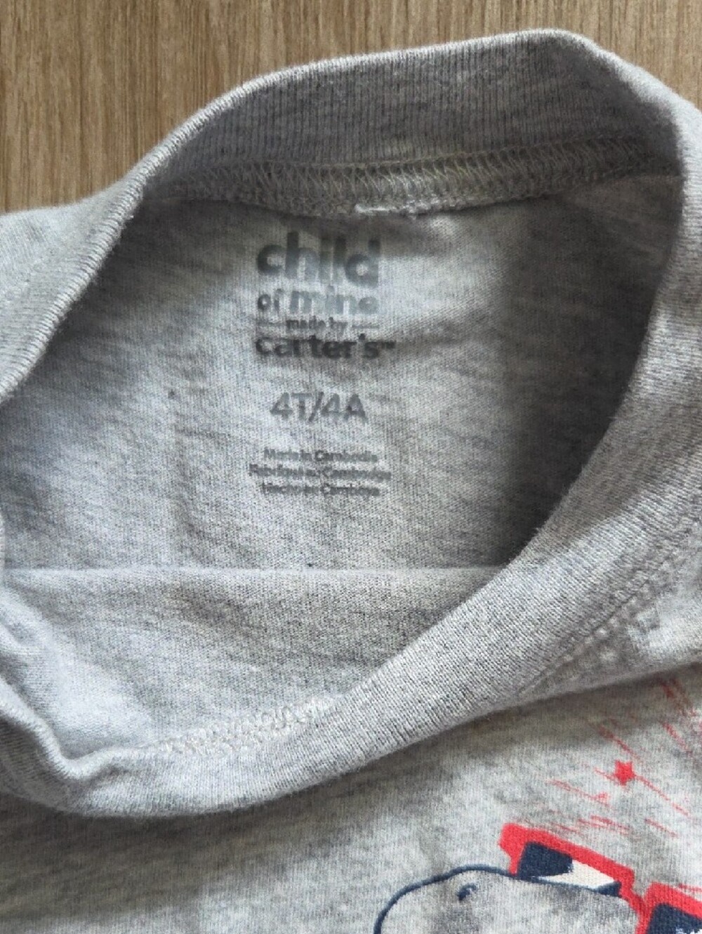 Carter's Light Gray Dino 4th Of July Graphic Tee with Red Accents - Picture 2 of 4